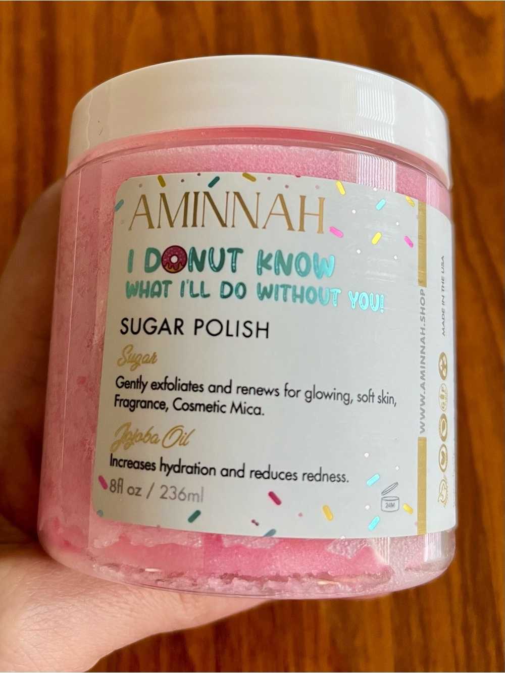 AMINNAH I Donut Know Sugar Polish body scrub 8 oz limited edition scent